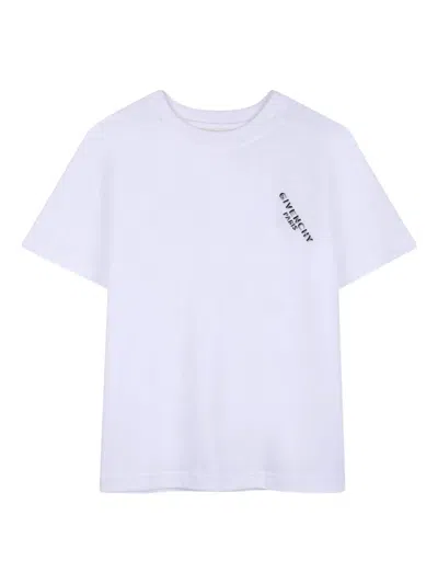 Givenchy Kids Mini Short Sleeve Embroidered Logo T-shirt For Boys In White