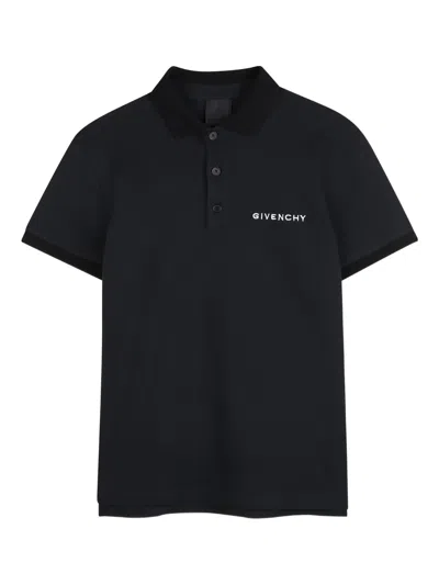 Givenchy Kids Mini Short Sleeve Polo With Button Fastening In Black