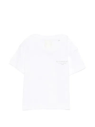 Givenchy Kids Mini Snap Button T-shirt With Signature Print For Kids In White