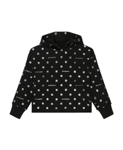 GIVENCHY GIVENCHY KIDS MONOGRAM-PRINTED DROP-SHOULDER DRAWSTRING HOODIE