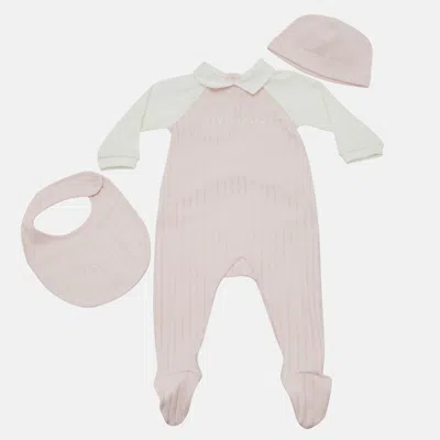 Pre-owned Givenchy Kids Pink Cotton 3 Pc Sleepsuit Set 6 M