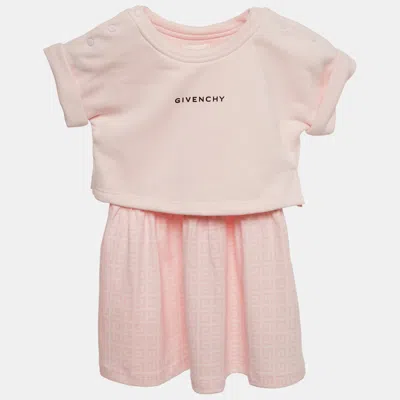 Pre-owned Givenchy Kids Pink Monogram Cotton Dress 9m