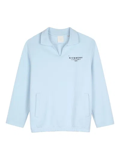 Givenchy Kids Polo-neck Sweater With Pockets For Boys In Clear Blue