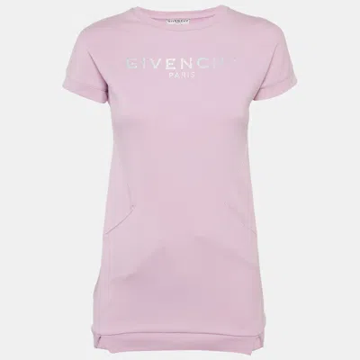 Pre-owned Givenchy Kids Purple Logo Print Cotton Dress 10yrs