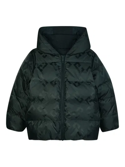 Givenchy Kids Quilted Hoodie With Front Zip For Boys In Green