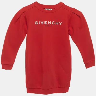 Pre-owned Givenchy Kids Red Logo Print Cotton Knit Sweatshirt 5yrs