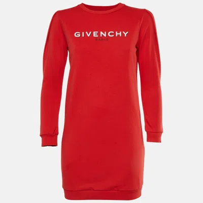 Pre-owned Givenchy Kids Red Logo Print Crewneck Dress 12+ Yrs