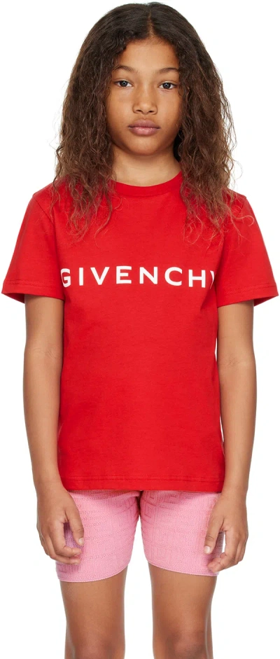 Givenchy Kids Red Printed T-shirt In 991 Bright Red