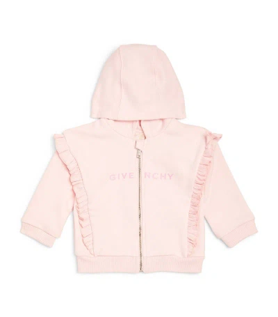 Givenchy Kids Ruffle-detail Zip-up Hoodie (2-3 Years) In Pink