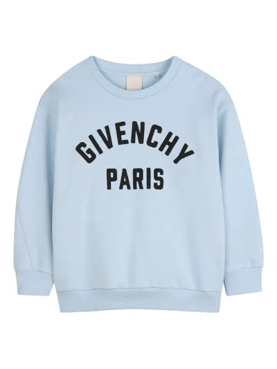 Givenchy Kids Stylish Mini Ribbed Neck Sweatshirt For Boys In Clear Blue