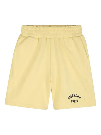 Givenchy Kids Stylish Mini Shorts With Embroidered Logo For Boys In Yellow