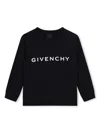 Givenchy Black Crewneck Sweatshirt With Contrasting Logo Print In Cotton Blend Boy