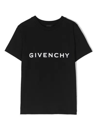 Givenchy Kids' Logo印花棉t恤 In Black