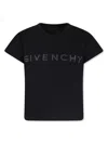 Givenchy Black T-shirt For Girl With Logo And Rhinestones