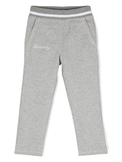 Givenchy Kids' Logo-embroidered Mélange Track Pants In Gray