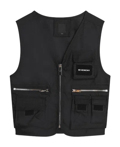 Givenchy Kids V-neck Zip-up Waistcoat In Black