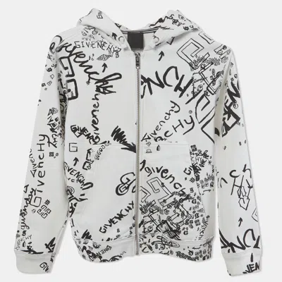 Pre-owned Givenchy Kids White Graffiti Print Cotton Knit Hoodie 10 Yrs