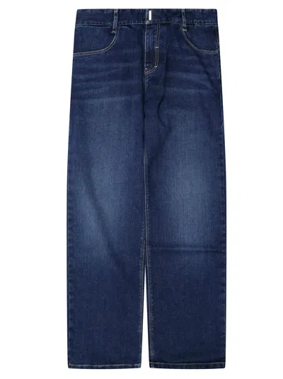 Givenchy Kids Wide-leg Logo Embroidered Jeans In Blue