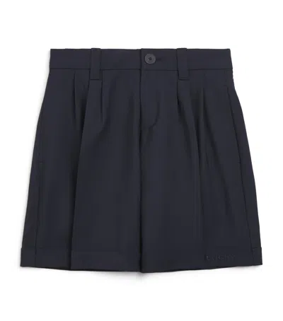 Givenchy Kids Wool-blend Pleated Shorts In Gray
