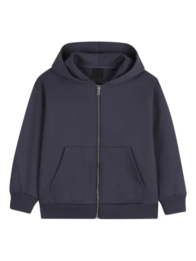 Givenchy Kids Zigzag Stitch Kids' Gros Grain Sweatshirt With Kangaroo Pocket In Grey