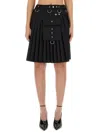 Givenchy Jupe Kilt En Laine Et Mohair In Black