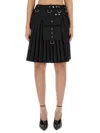 Givenchy Jupe Kilt En Laine Et Mohair In Black