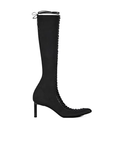 Givenchy Knee-high 70mm Lace-up Leather Boots In Black