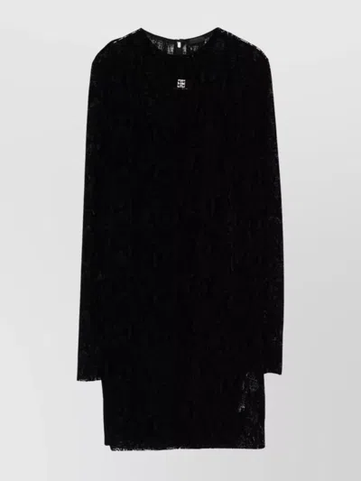 Givenchy Knee Length Lace Dress With Sheer Detailing In Black