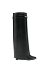 Givenchy Women Black Sandals With Logo Plaque On The Front And High Wedge Heel In Leather Woman In Black