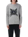 Givenchy Sweater In Wool And Mohair With Cat Jacquard In Grey