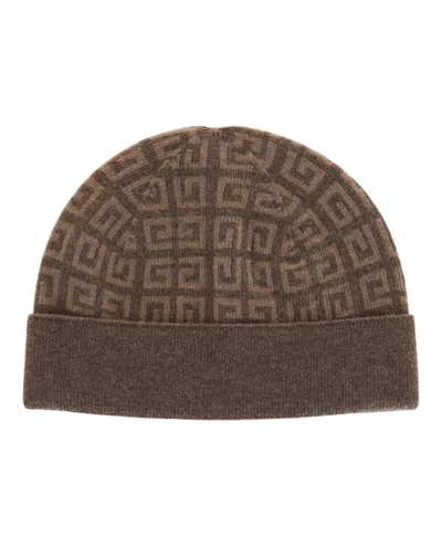 Givenchy Knit Double Face Beanie In Brown