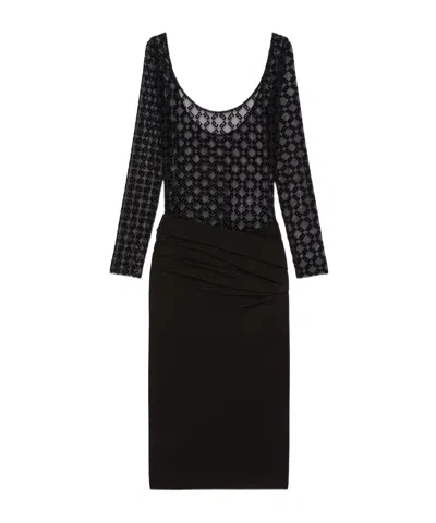 Givenchy Knitted And Letter 72 Tulle Pendant Dress In Black