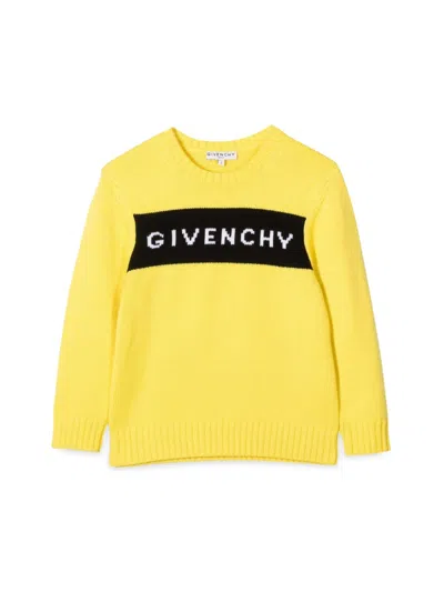 Givenchy Knitted Jacquard Logo Jumper In Yellow