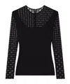 Givenchy Slim Fit Top In Jersey And Monogram 72 Tulle In Black