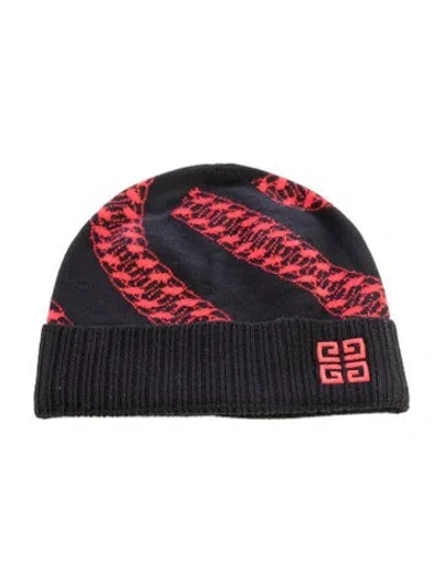 Pre-owned Givenchy Knitted Patterned Beanie In Red