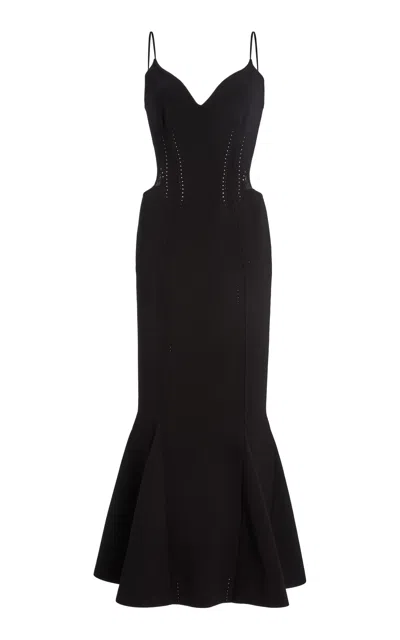 Givenchy Knitted Ruffled Midi Dress In Black