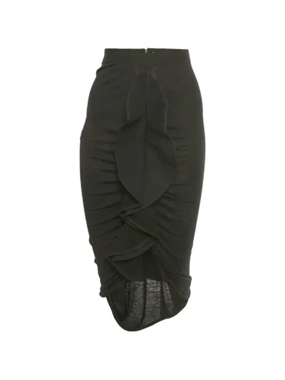 Pre-owned Givenchy Knitted Ruffled Midi Skirt In Black