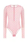 Givenchy Monogram 72 Mesh Fitted Bodysuit In Pink