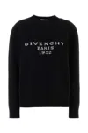 Givenchy Wool Blend Crew Neck Sweater With Ribbed Cuffs And Hem In Black
