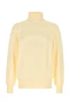 Givenchy Cotton Turtleneck Sweater Ribbed Cuffs In Yellow