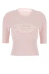 Givenchy Ribbed Crewneck Knitwear Half-length Sleeves In Pink