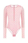 Givenchy Monogram 72 Mesh Fitted Bodysuit In Pink