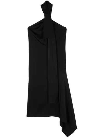 Givenchy Knot-detail Asymmetric Midi Dress In Black