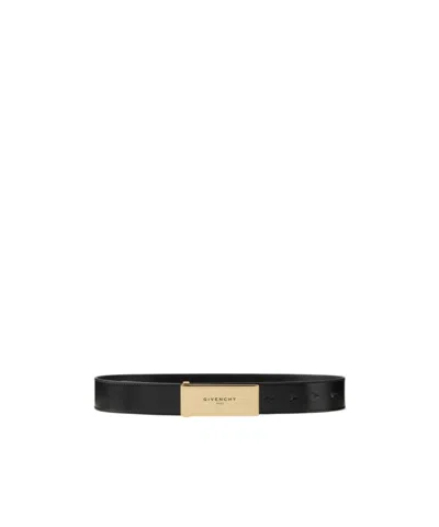 Givenchy Label Belt In Box Leather In Black