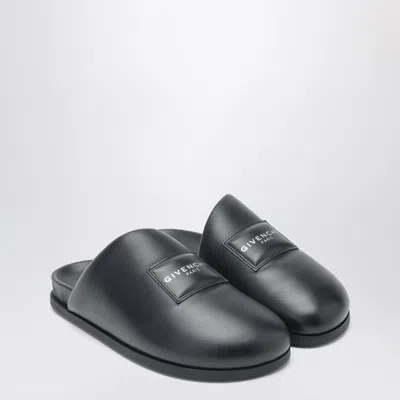 Givenchy Label Flat Mules In Black Nappa Leather Women In Multi