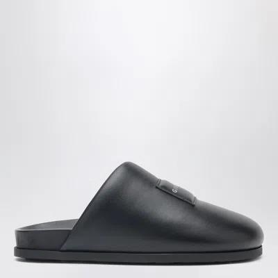 Givenchy Label Flat Mules In Black Nappa Leather