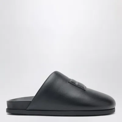 GIVENCHY GIVENCHY LABEL FLAT MULES IN BLACK NAPPA LEATHER