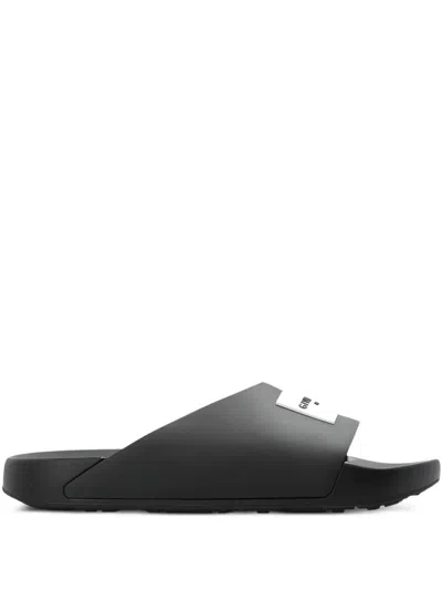 GIVENCHY GIVENCHY LABEL FLAT MULES IN BLACK RUBBER