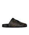 Givenchy Label Flat Mules In Leather With Studs In Black/gold