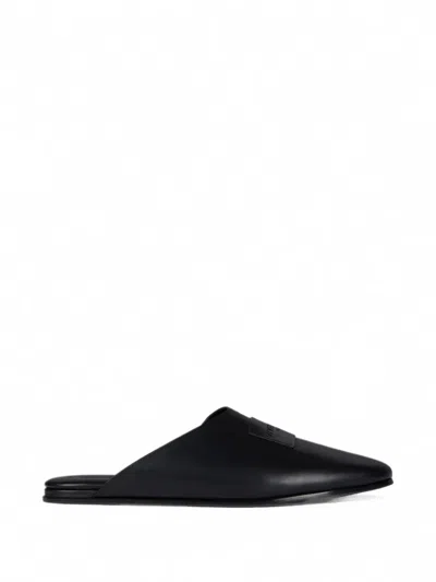 Givenchy Label Flat Mules In Nappa Leather In Black